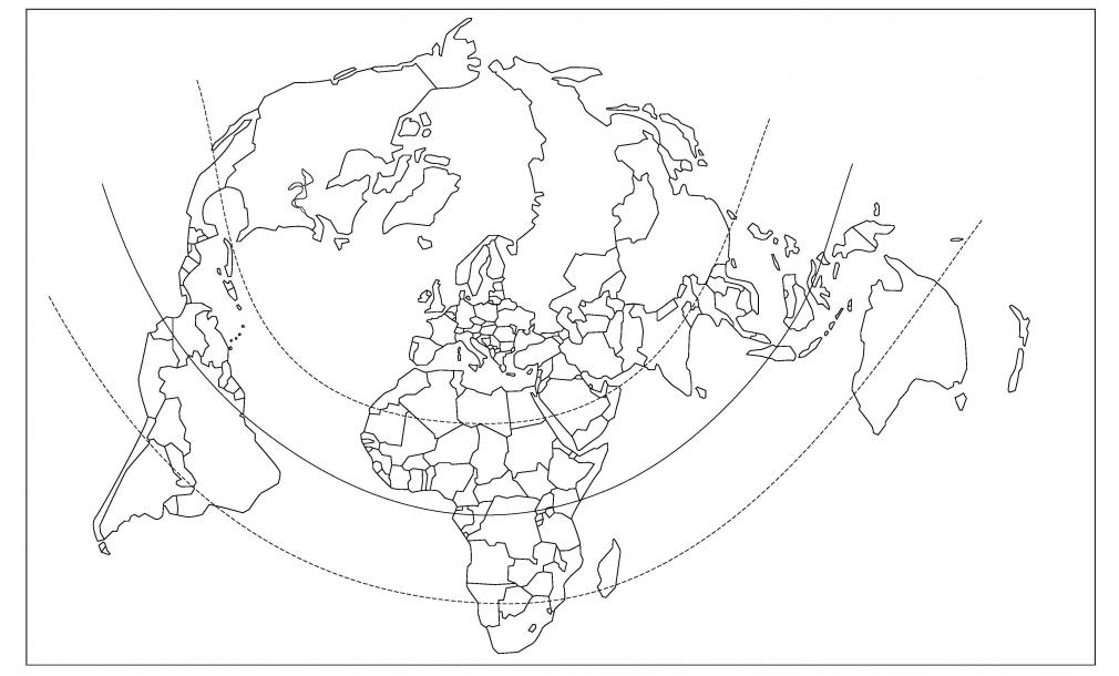 Planisphère projection Bertin (États)